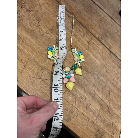 Betsey Johnson Multi Shaped Crystal Flower Garden Gold Necklace - Picture 3 of 8